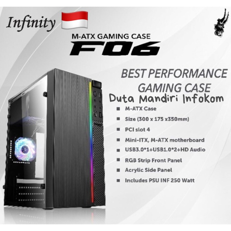 Infinity F06 - RGB Strip Acrylic Side Panel m-ATX Gaming Case