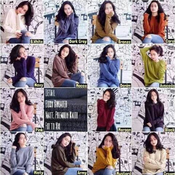 BOXY SWEATER XXL /ATASAN MURAH / BLAOUSE / TUNIC-NAVY