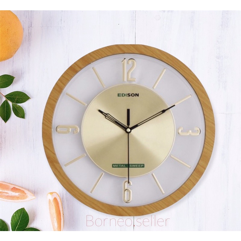 Jual Jam Dinding Edison EDW 3381 Transparan Sweep Angka Timbul 33 cm Shopee Indonesia