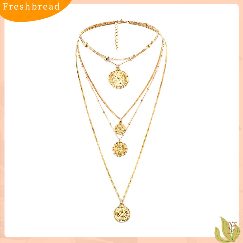 【Fresh】❀Vintage Women Multi-layer Alloy Queen Head Pendant Chain Necklace Jewelry Gift