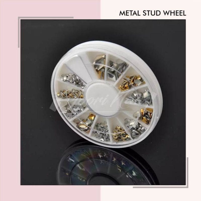 Metal stud wheel nail art studed square heart star circle stud metal