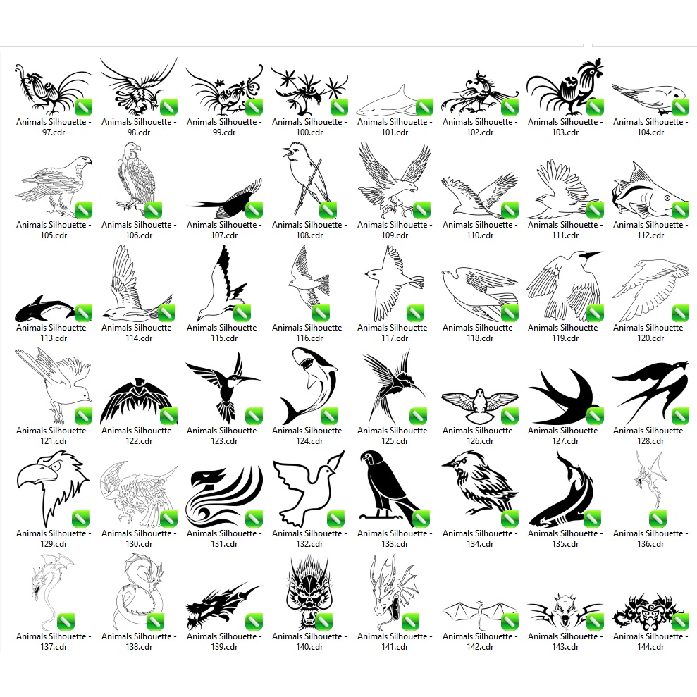 300 Complete Animals Silhouette Vector Set - Coreldraw