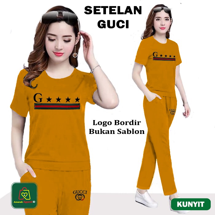 Setelan Kaos Olahraga Senam SET GCI ENJOY Wanita Lengan Pendek Bahan Babyterry Premium Size XL - XXXL TERMURAH /12356