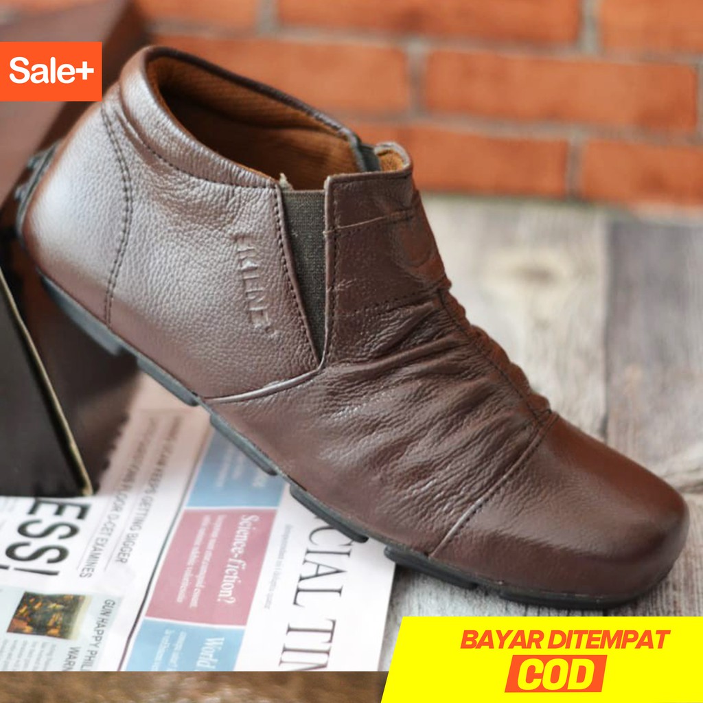 Skienz Plasma - Sepatu Formal Casual santai Semi Low Boots Kulit Pria Asli Kickers Cibaduyut Terbaru