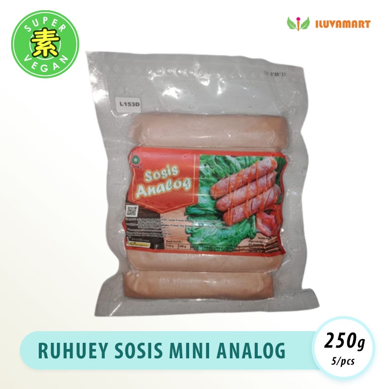 

Ruhuey SOSIS ANALOG 5 pcs Vegan Vegetarian Sausage Meat BPOM Halal MUI Ekonomis Daging Soya Kedelai