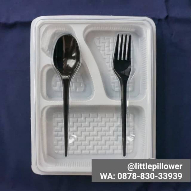 (ISI 50PCS) BENTO SG PUTIH/ Mika Bento Premium full set dengan sendok dan garpu