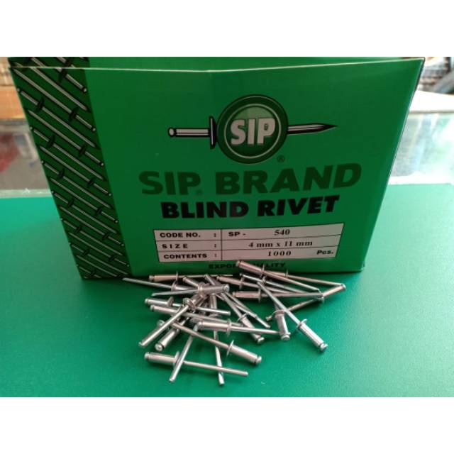 Paku Rivet  Sip Brand 540 (4mm x 11mm) 1000 pcs Ukuran umum