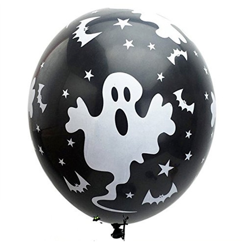 10pcs Balon Latex Tema Halloween Warna Hitam Oranye Untuk Dekorasi