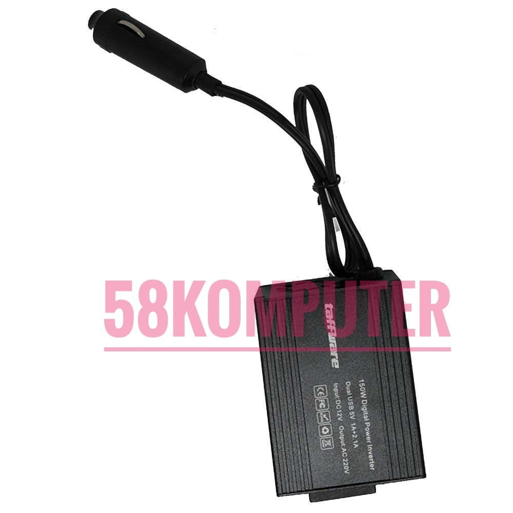 Car Inverter Pure Sine Wave DC 12V to AC 220V 150wat 2 USB Port lighter mobil