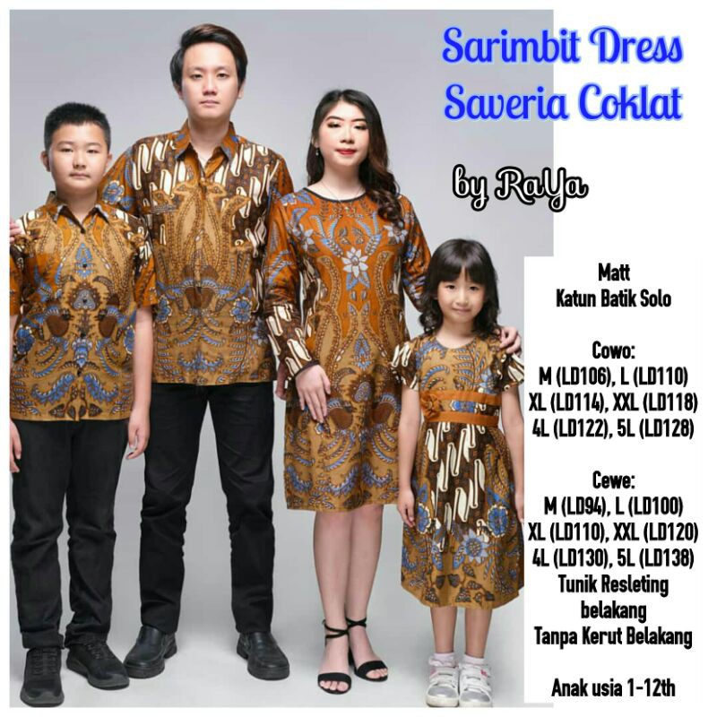 SARIMBIT DRESS BATIK KELUARGA HEM LENGAN PANJANG JUMBO XXXL BAJU ANAK