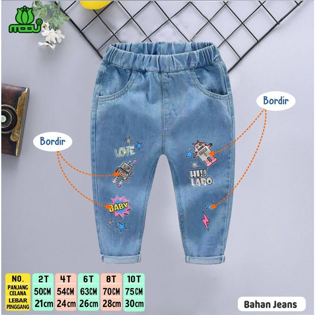 Celana Jeans Anak Bordir Moov