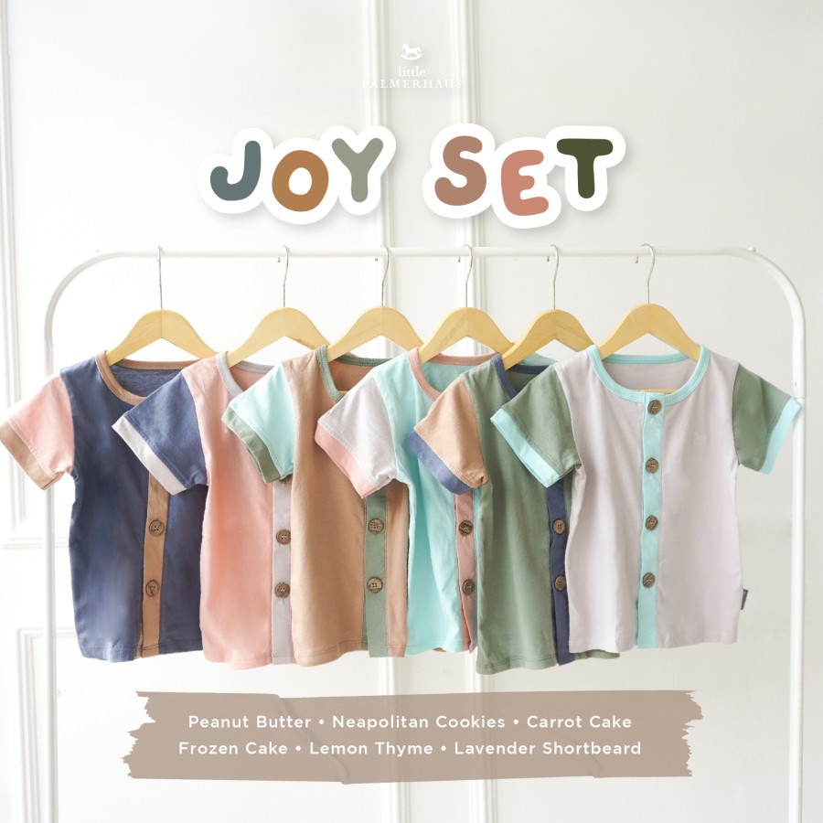 Little Palmerhaus Joy Set 2.0 - Setelan Lengan Pendek Celana Pendek Anak Bayi Polos Warna Pastel Soft 0-6 6-12 12-24 bulan 3-4 tahun