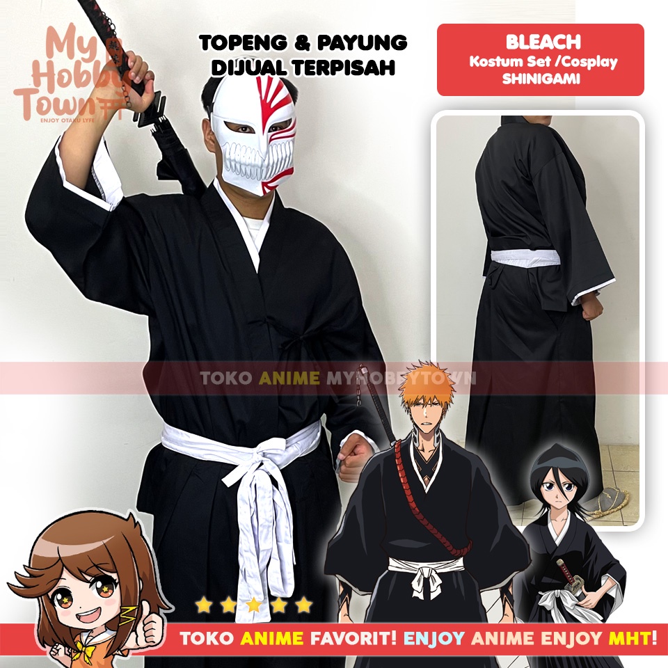 Kostum Cosplay Anime Bleach Shinigami Ichigo Kurosaki Kuchiki Rukia Renji Abarai Byakuya Hitsugaya Toshiro