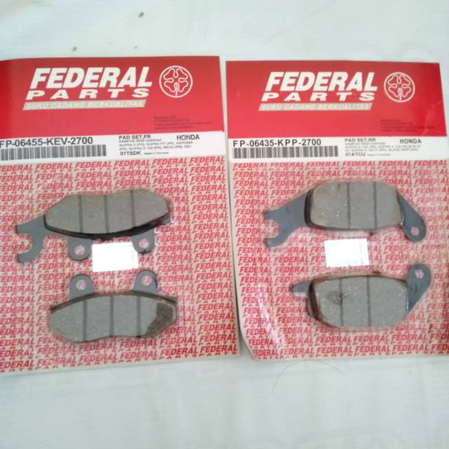 Paket kampas rem depan + belakang honda supra x 125 double disk.helm ini asli merk federal