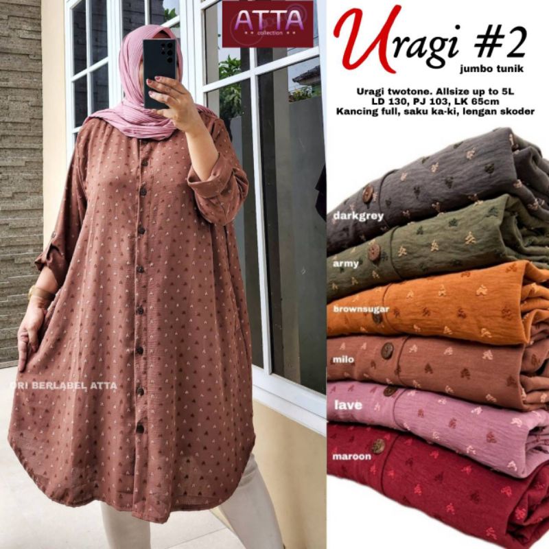 ATASAN TUNIK KEMEJA JUMBO PEREMPUAN LD 130CM LEBARAN URAGI #2