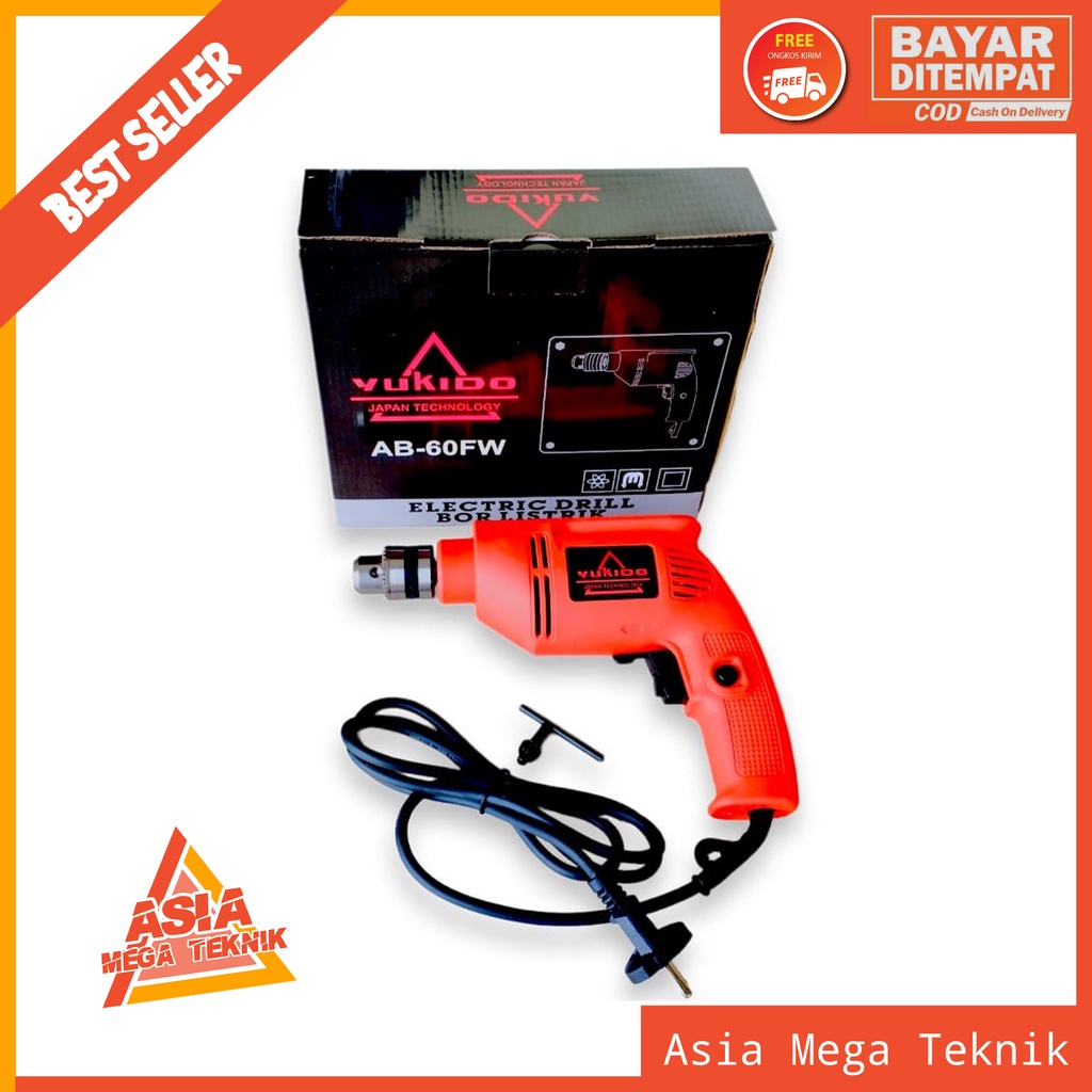 BISA COD !!! YUKIDO Mesin Bor Tangan Listrik 10mm Bolak Balik-Bor Tangan 10mm 350 watt(BB) TERMURAH