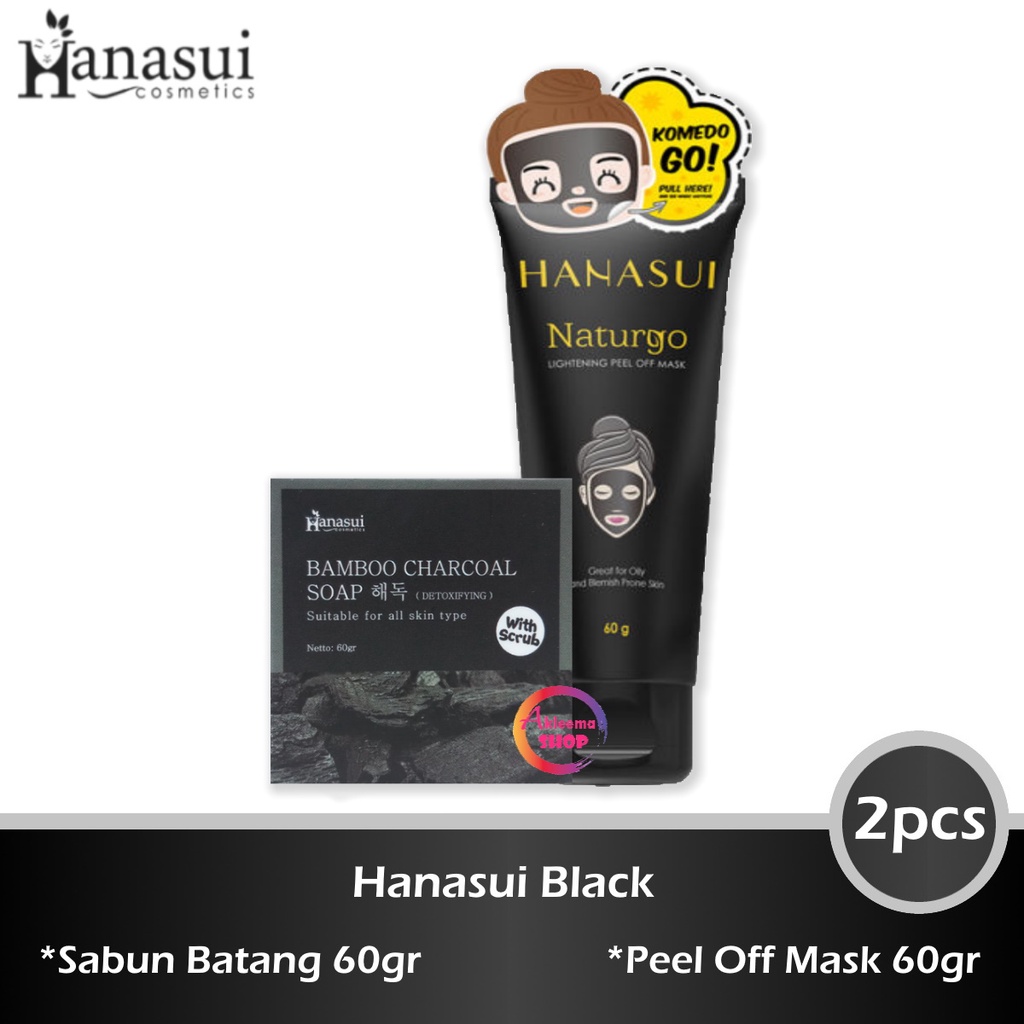 Hanasui Paket Perawatan Pria 2pcs (Charcoal Soap 60gr+Masker Black 60gr)