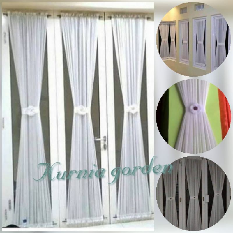 Gorden/hordeng/korden/gordyn gorden spiral model kupu kupu model pita polos putih bahan vitras polos