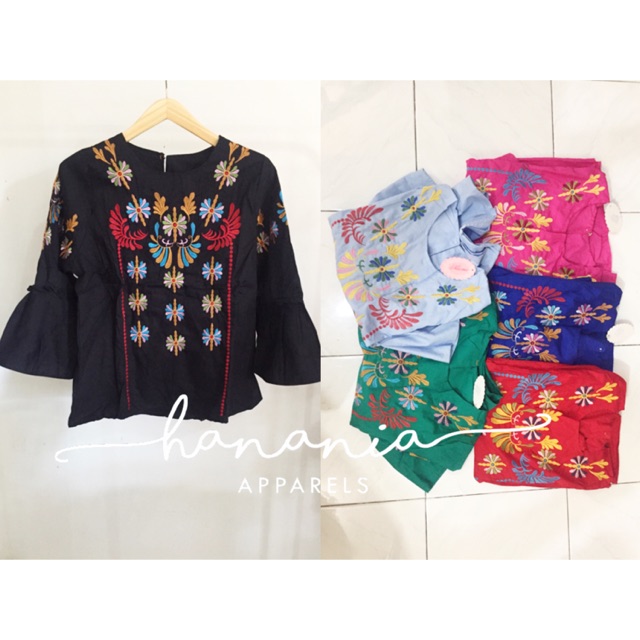 Bangkok zara top blouse murah embroidered embroidery bordir batik