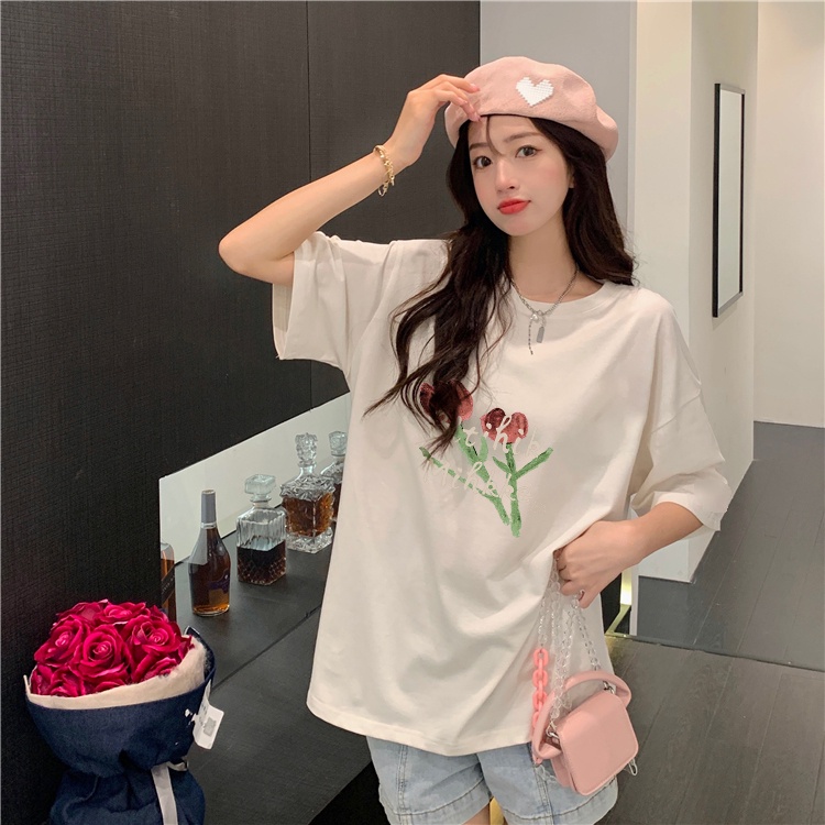 kaos atasan wanita/atasanatasan wanita /WHITE - OVERSIZE T-SHIRT FACELINE COTTON COMBED