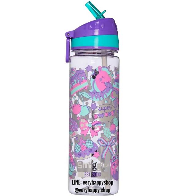 Smiggle Flashy Drink Bottle botol minum tempat minum unicorn purple ungu