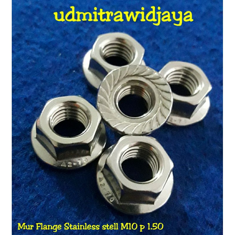 Mur Flange Stainless stell M10 p1.50 mur topi kunci 17 ss mur ring baut mur flange 10mm M10x1.50 SS