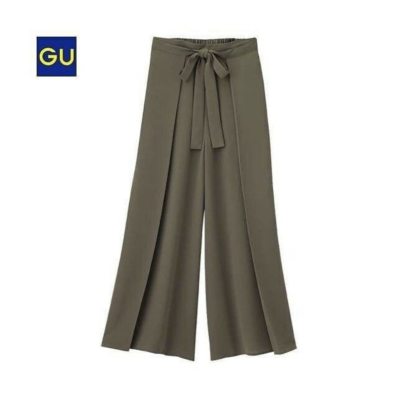 UNIQLO GU KULOT PANJANG ORIGINAL-Tali-Olive