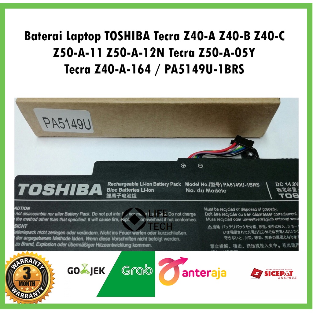 New Battery Baterai Laptop Notebook TOSHIBA Tecra Z40-A Z40-B Z40-C Z50-A-11 Z50-A-12N Tecra Z50-A-05Y Tecra Z40-A-164 / PA5149U-1BRS
