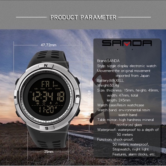 SANDA 2003 Jam Tangan Pria Digital Tali Rubber Shockproof Anti Air WATCHKITE WKOS