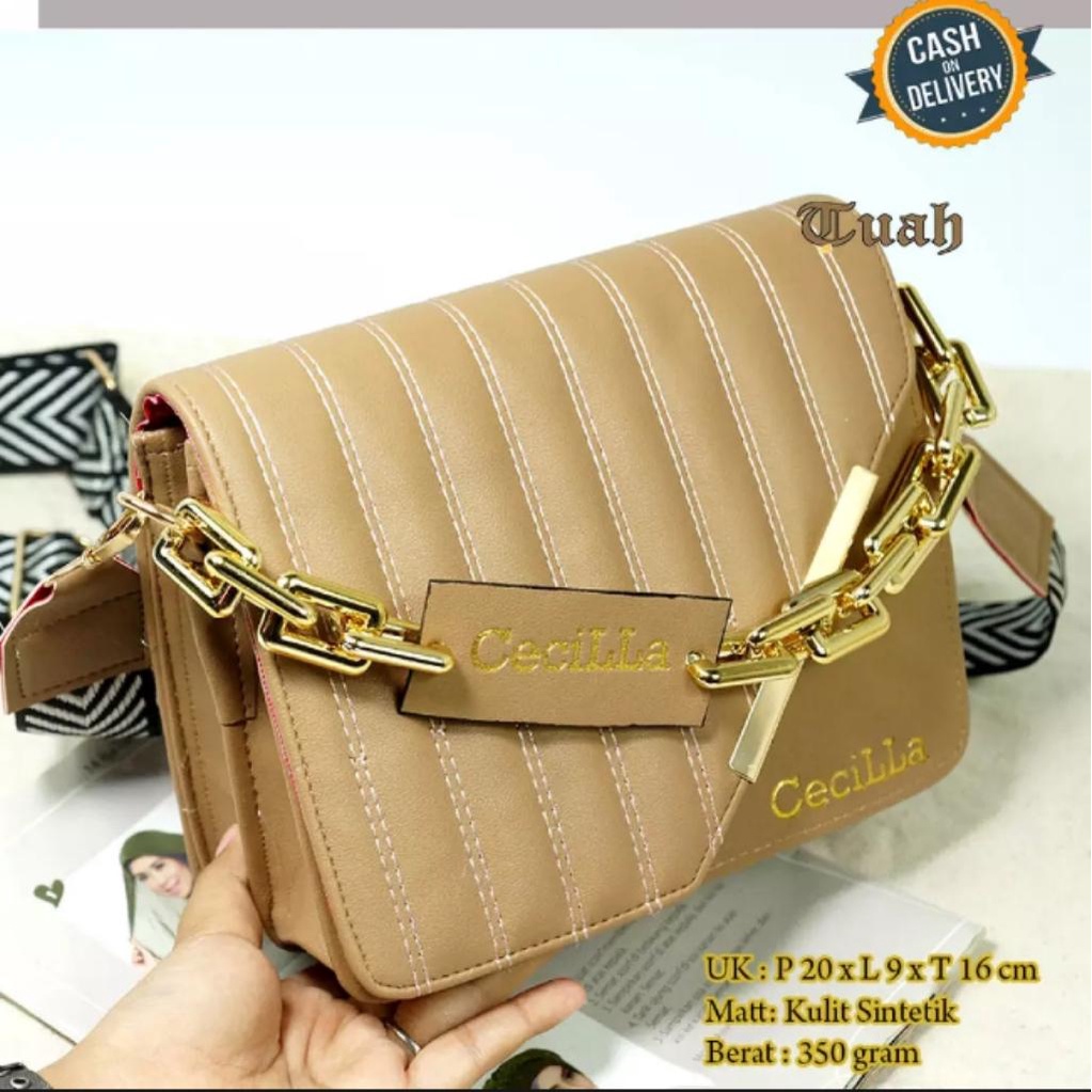 mg tas selempang wanita belah samping rantai gold