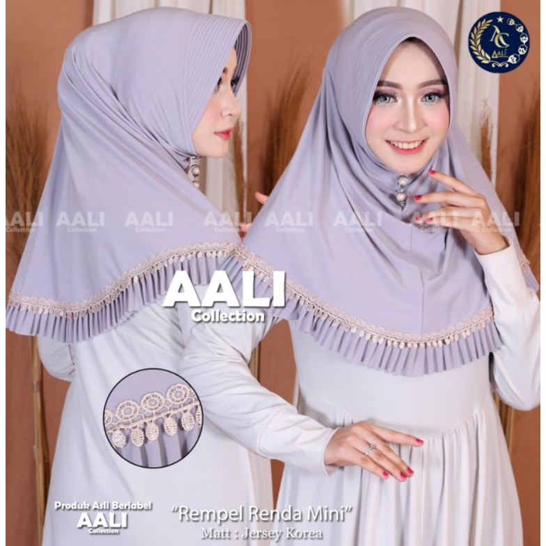 Aali Collection Jilbab Rempel Renda Mini Polos Jersey Korea