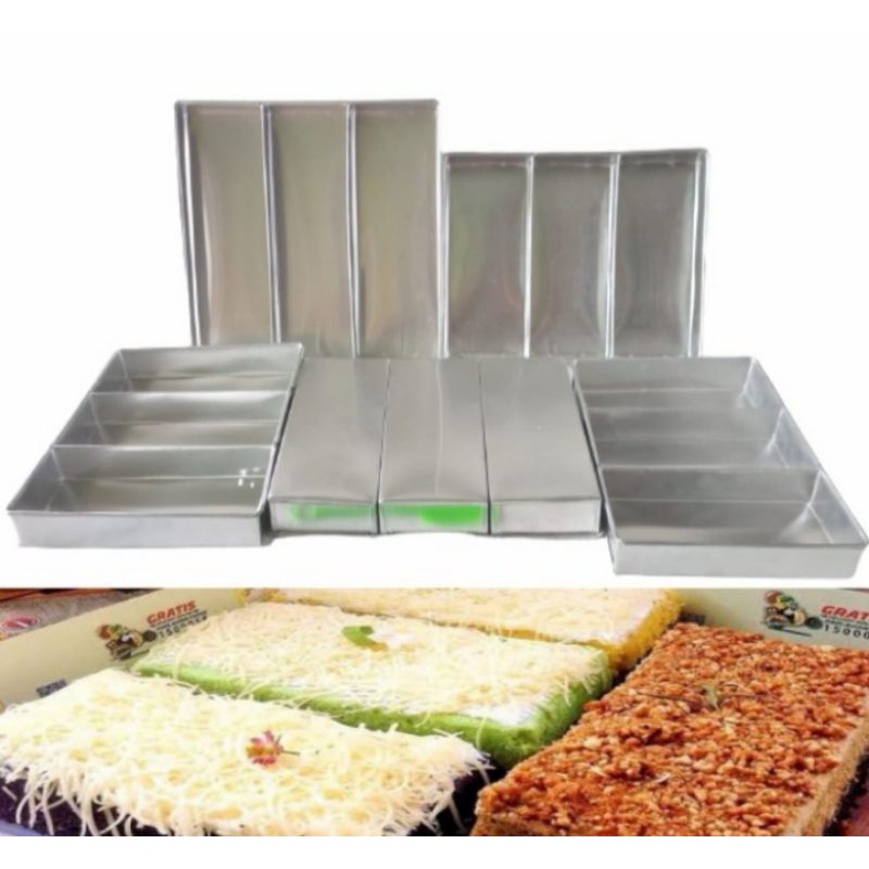 Loyang kue lapis legit surabaya spiku sekat 3 persegi panjang trbal ukuran 20×30×4cm