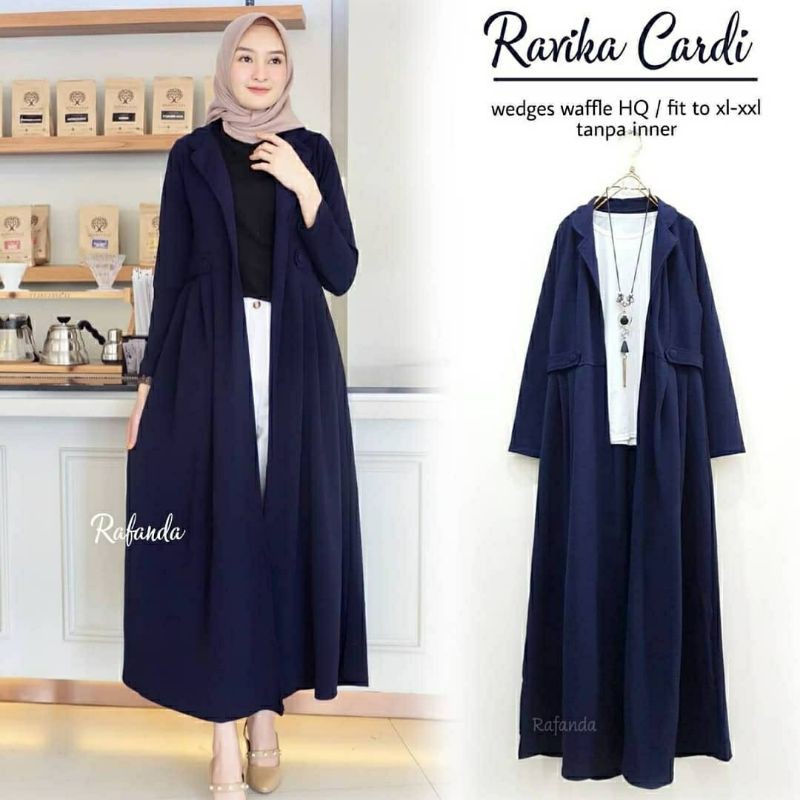 Ravika Long Cardy, KARDIGAN/LONG KARDIGAN MUSLIM CANTIK BAHAN WEDGES WAFFLE LD 100-110  TERMURAH BESTSELLER OOTD PALING LARIS