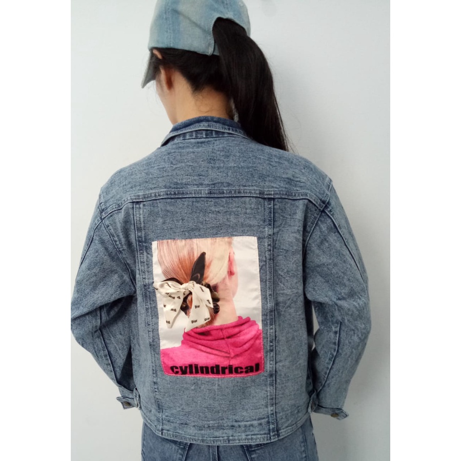 MC girl - Jaket Jeans Snow Blue Gambar Wanita / Jacket Denim Snowblue Gambar Pita 3D Cewek