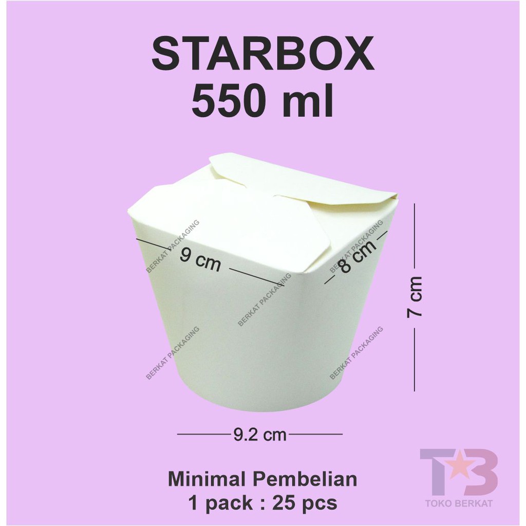 Starbox  550ml Starpack / Rice Box 550ml / Mangkuk Kertas  / Soup Cup / Rice Bowl Tutup Kertas  / Sa