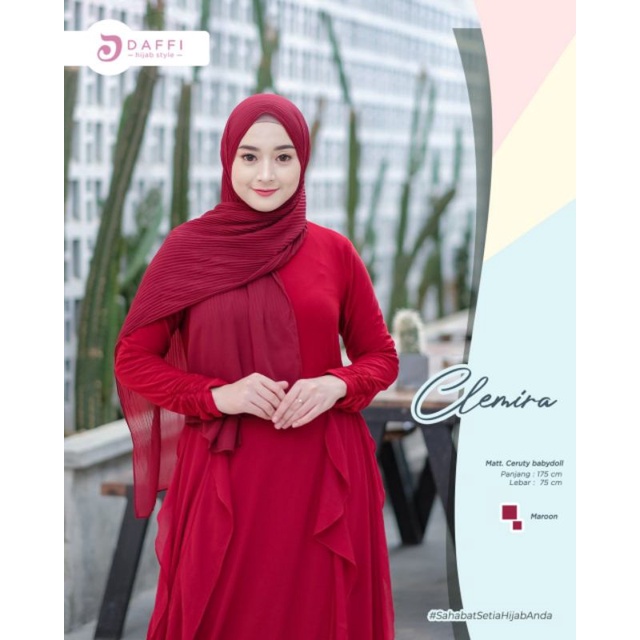 pasmina plisket CLEMIRA ORI Daffi hijab bahan ceruty babydoll