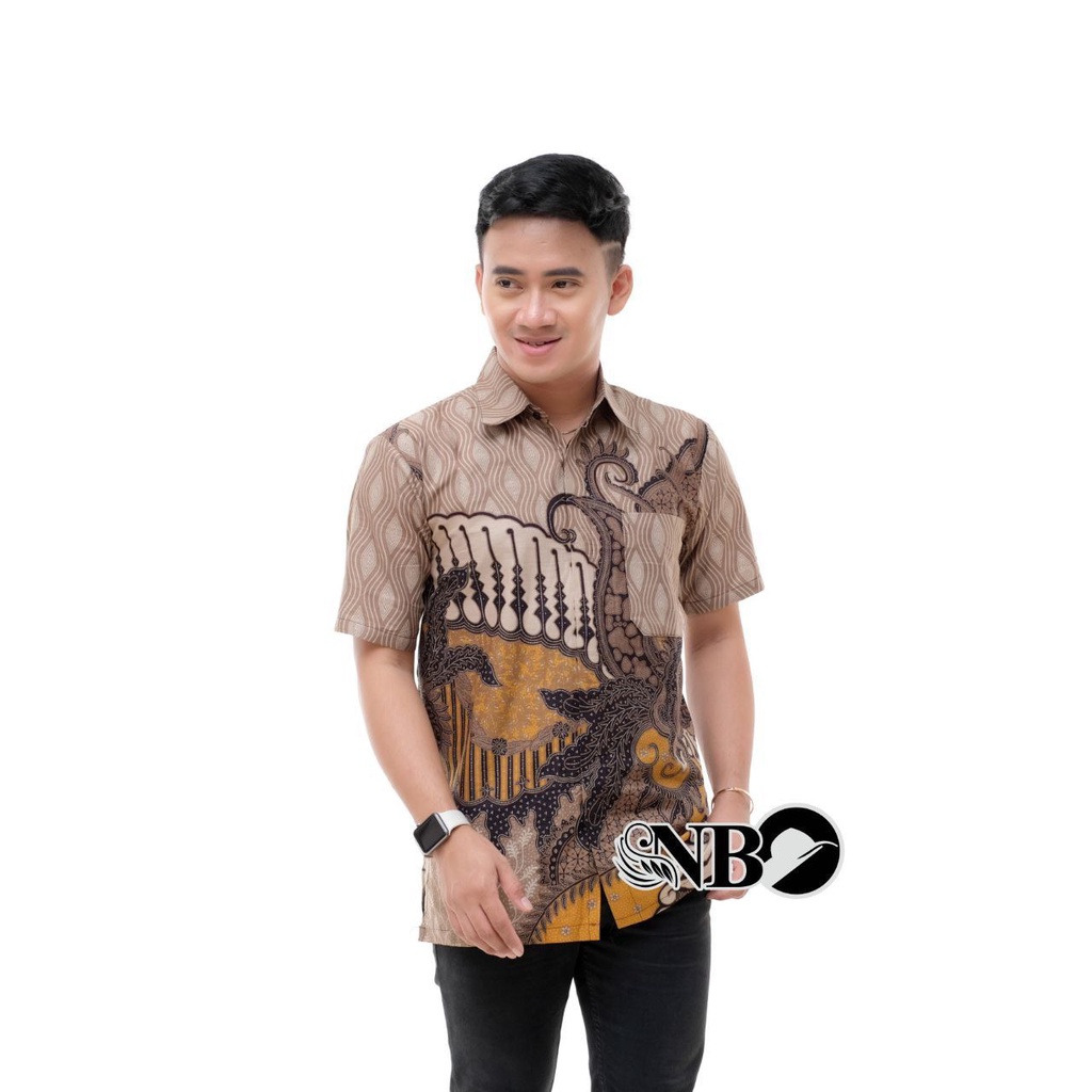 Batik Pria Lengan Pendek BATIK MURAH HRB026 motif TERBARU 2021 Kode 002 size M L XL XXL BIG SIZE 3L 4L 5L 6L Reguler Fit-Reog