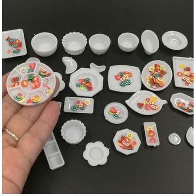 Food Dishes Plate Miniature - Miniatur Peralatan Makan (33pcs)