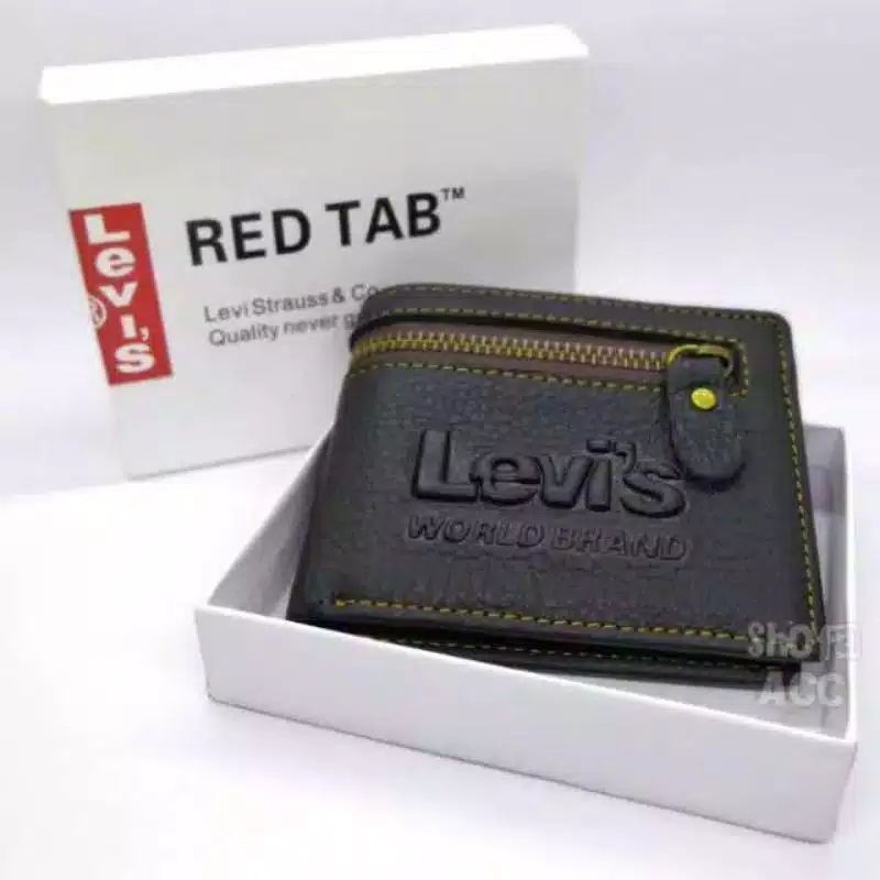 DOMPET KULIT PRIA ASLI DUBLE RESLETING RED TAB LEVIS