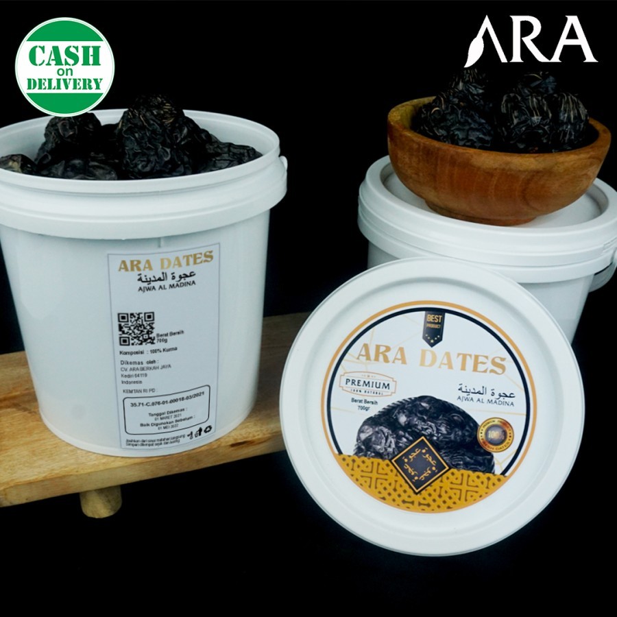 Kurma Ajwa PREMIUM ARA DATES Bucket 700 gram Original KEMTAN