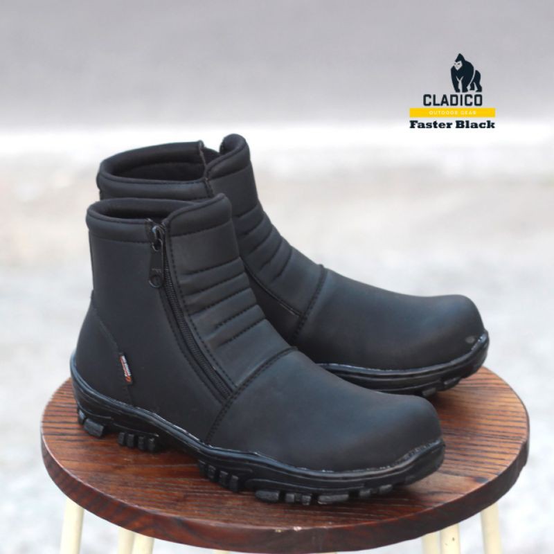 Cladico Faster Sepatu Safety Boots Pria Tanpa Tali Original Kulit Sintetis Premium Sol Kuat Ringan