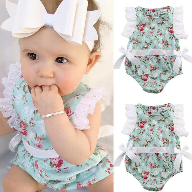 7D3M Jumper Bayi Perempuan Motif Bunga Mix Renda Import - 0-3 Bulan 6Cqz