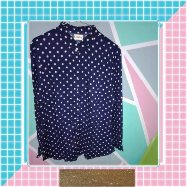 Kemeja rayon motif, kemeja polkadot, kemeja wanita