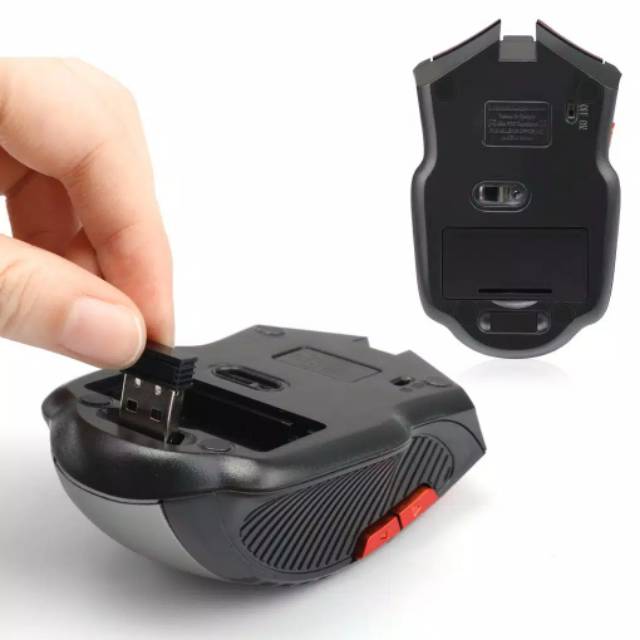 Mouse Gaming Optical 2400DPI 6 Tombol Adjustable Wireless untuk PCl