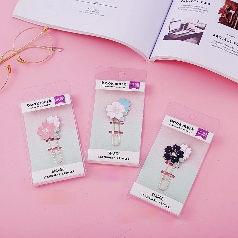 Korea Japanese Sakura Bookmark Paper Clip