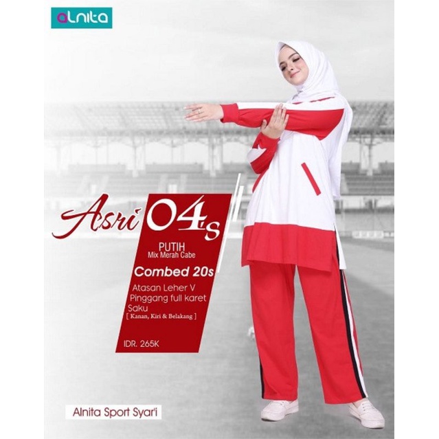 Baju Olahraga wanita Setelan Pinggang Karet ASRI 04S Alnita Nibras