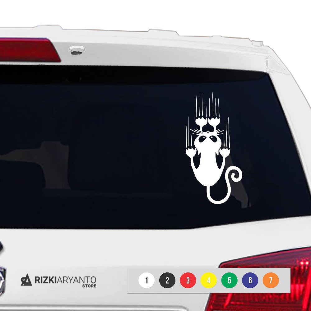 Stiker Kaca Mobil Kucing Mencakar Lucu Sticker