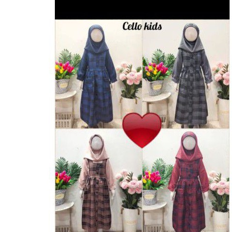 gamis tanggung anak kotak premium