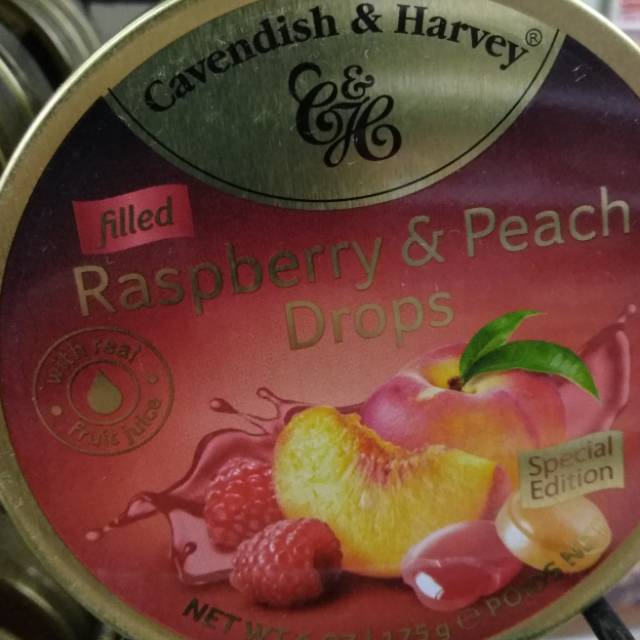 

Cavendish & Harvey Raspberry & Peach Drop 175 gr