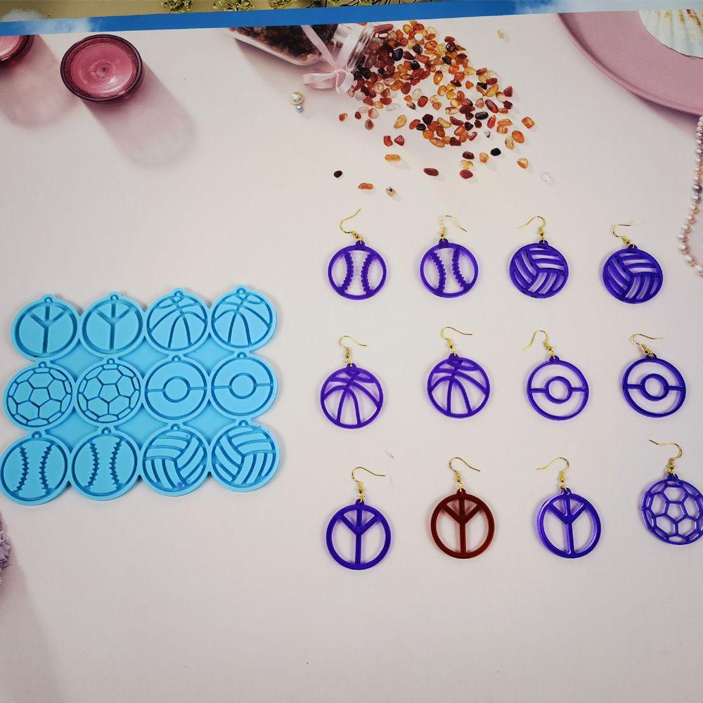 Preva Anting Cetakan Silikon Geometris DIY Epoxy Pendant Football Ear Studs